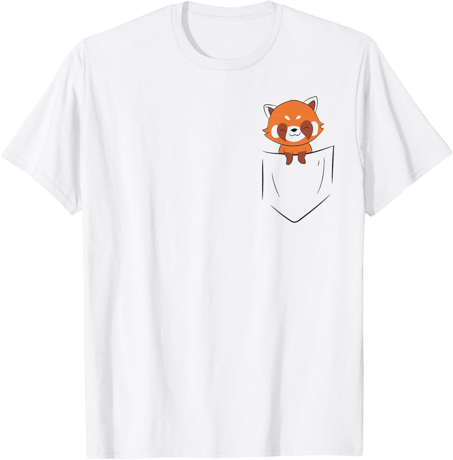 Cute Red Panda In Pocket Red Panda Bear Pocket T-Shirt - T-Shirt | White