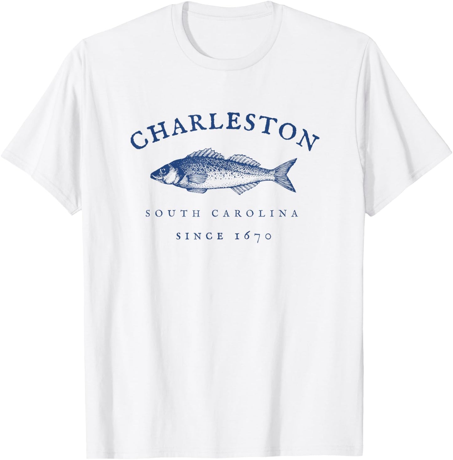 Retro Charleston South Carolina Fishing T-Shirt - T-Shirt | White