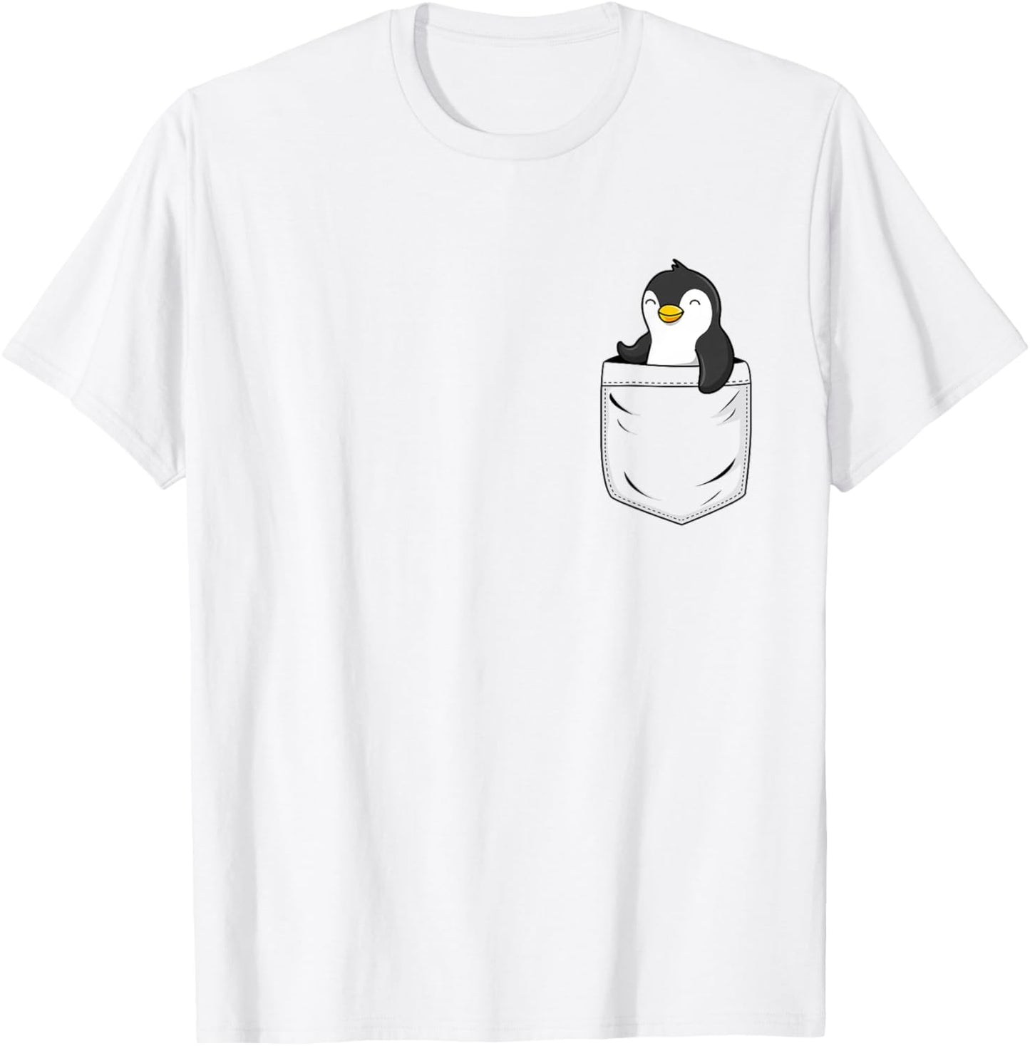 Penguin Lovers Cute Funny Penguin In Pocket , Small, Grey T-Shirt - T-Shirt | White