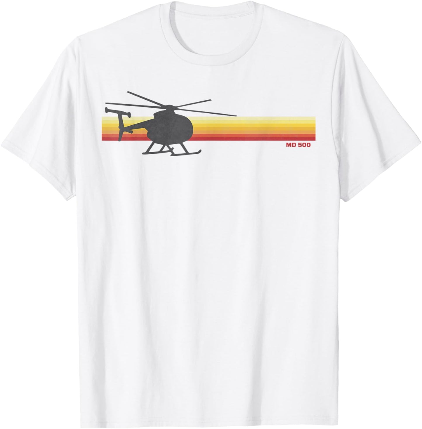 MD 500 Vintage Helicopter Pilot Silhouette Sunset Hughes 500 T-Shirt - T-Shirt | White