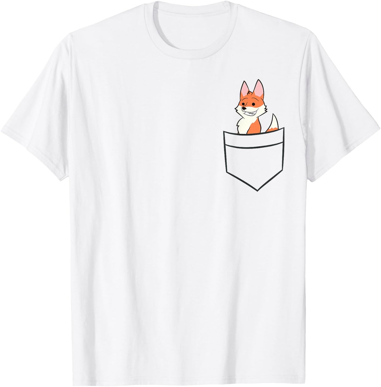 Fox In The Pocket Cute Baby Pocket Fox T-Shirt - T-Shirt | White