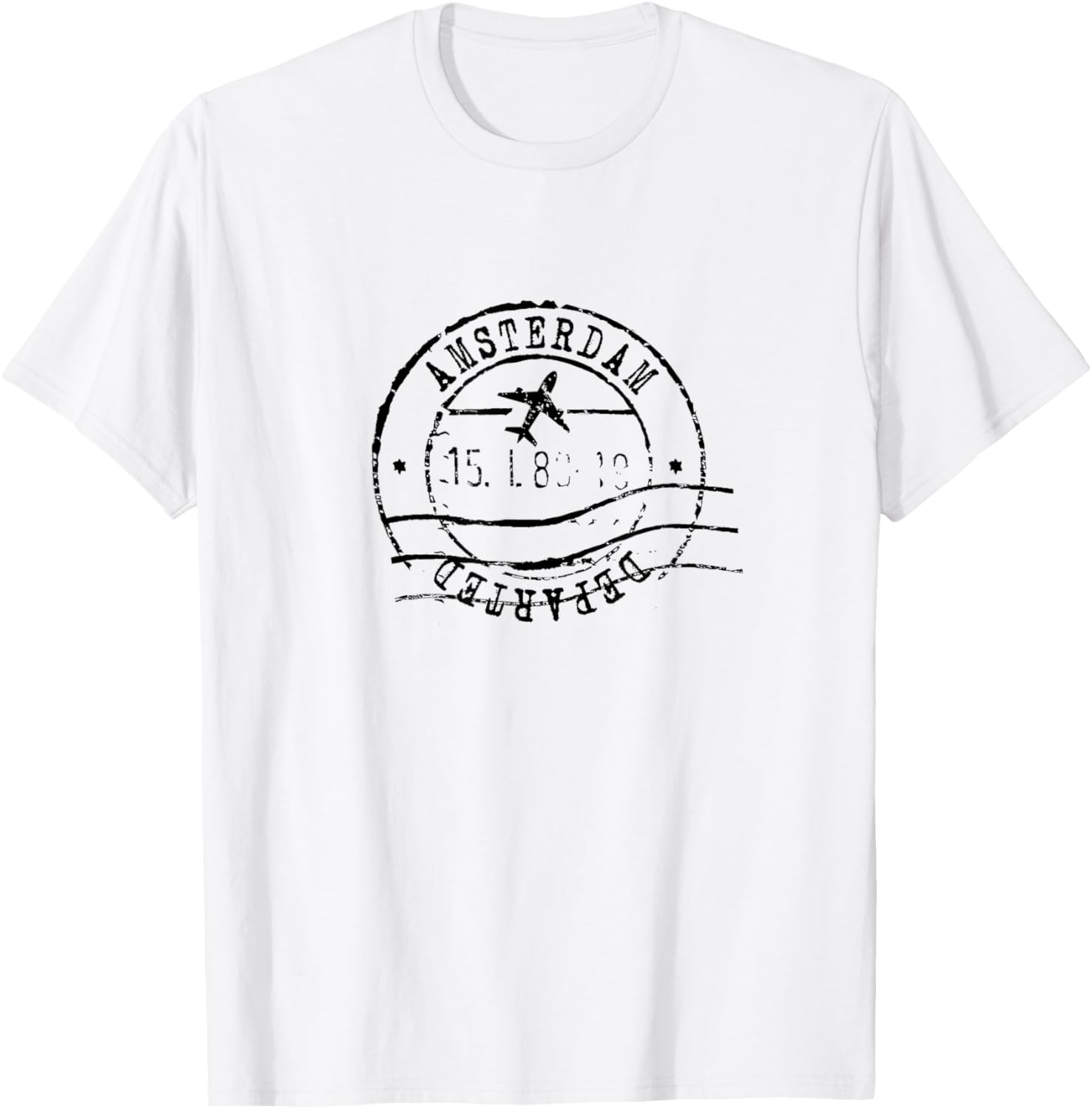 Amsterdam Netherlands Travel Vintage Passport Stamp T-Shirt - T-Shirt | White
