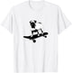 Pug on a Skateboard Black & White Lithograph Style Funny Dog Men Women Girls Kids T-Shirt - T-Shirt | White