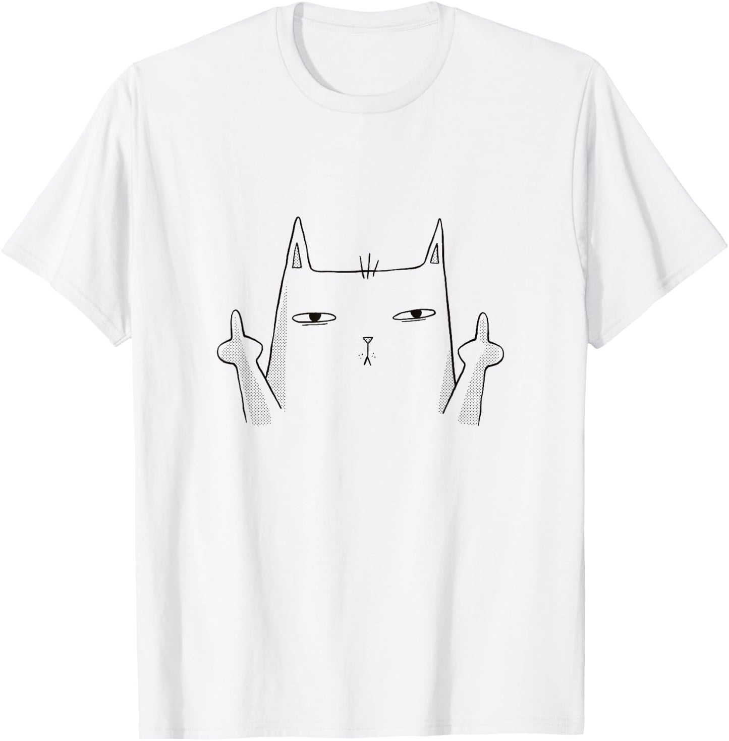 Flip Off Cat, Middle Finger Cat Men Women T-Shirt - T-Shirt | White