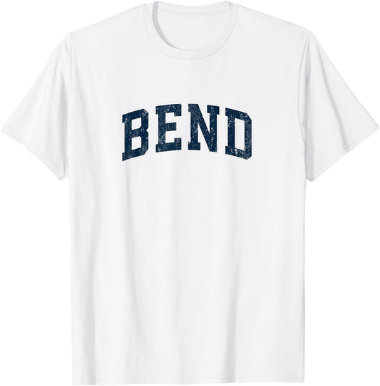 Bend Oregon OR Vintage Sports Design Navy Design T-Shirt - T-Shirt | White