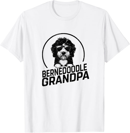 Bernedoodle Dog Grandpa Grand Paw Dog Lover Gifts Men Father T-Shirt - T-Shirt | White