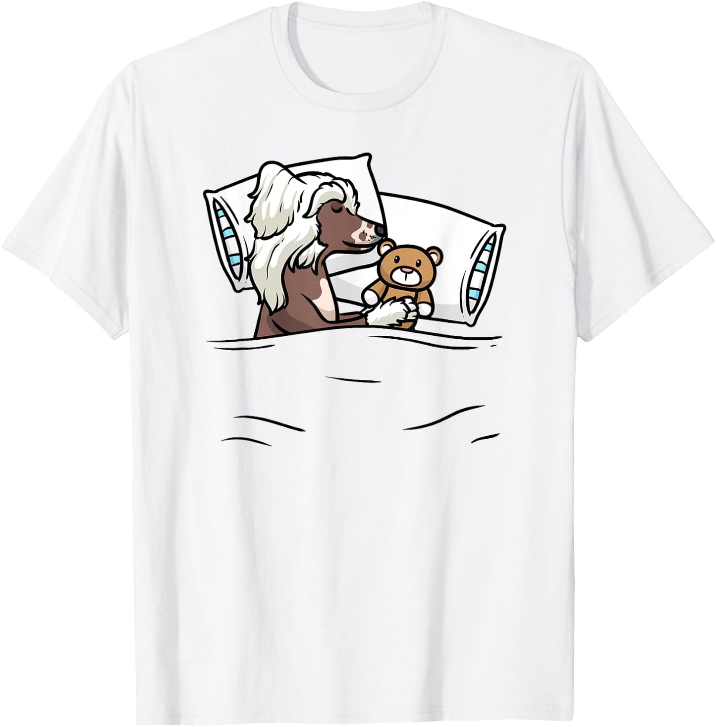 Sleeping Chinese Crested Dog With Stuffed Animal T-Shirt - T-Shirt | White