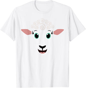 Funny Halloween Costume for Girls Boys - Cute Sheep Face T-Shirt - T-Shirt | White