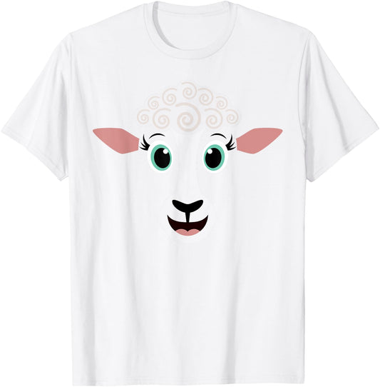 Funny Halloween Costume for Girls Boys - Cute Sheep Face T-Shirt - T-Shirt | White