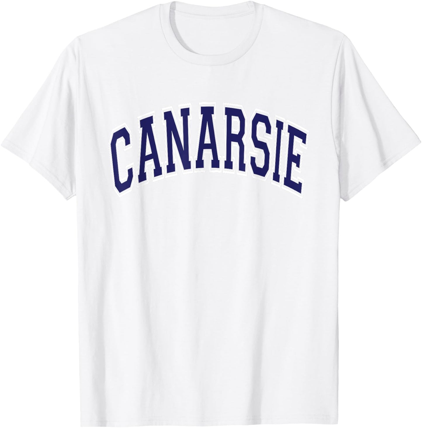 Canarsie Arched Dark Blue Text T-Shirt - T-Shirt | White