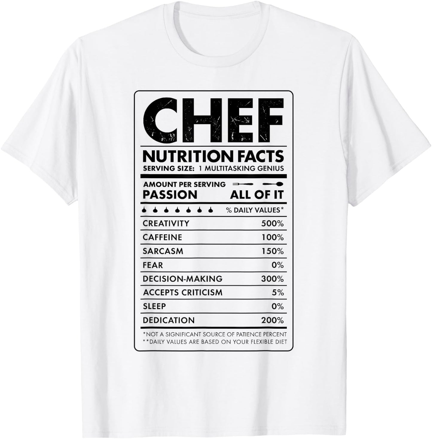Chef Nutrition Facts Funny Cook Men Women Vintage Cooking T-Shirt - T-Shirt | White