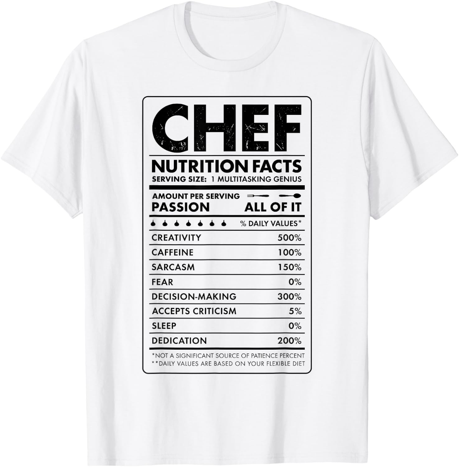 Chef Nutrition Facts Funny Cook Men Women Vintage Cooking T-Shirt - T-Shirt | White