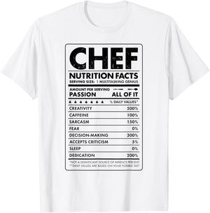 Chef Nutrition Facts Funny Cook Men Women Vintage Cooking T-Shirt - T-Shirt | White