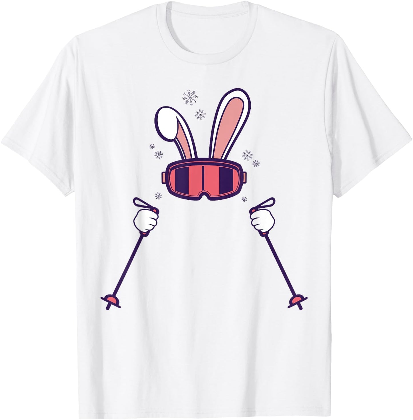 Skiing Rabbit Fun Winter Sports Easter Bunny Vibes T-Shirt - T-Shirt | White