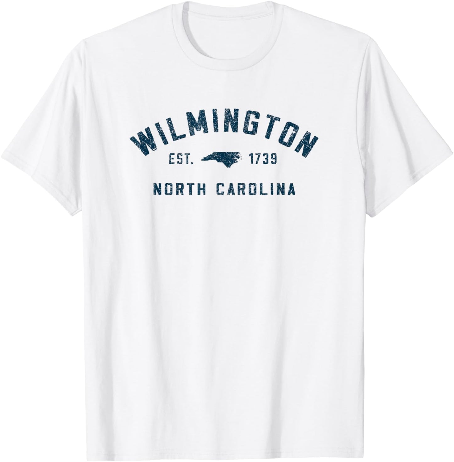 Wilmington North Carolina Est 1739 Vintage Arched Text T-Shirt - T-Shirt | White