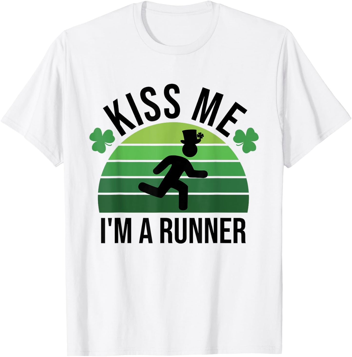 Kiss Me I'm A Runner Retro Marathon Running St Patrick's Day T-Shirt - T-Shirt | White