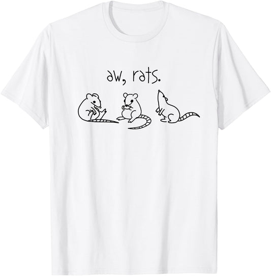 Picadilly Printables Rats - Aw, Rats! Cute Rat Trio -Adult , Grey, Small, Classic Fit, Short Sleeve T-Shirt - T-Shirt | White