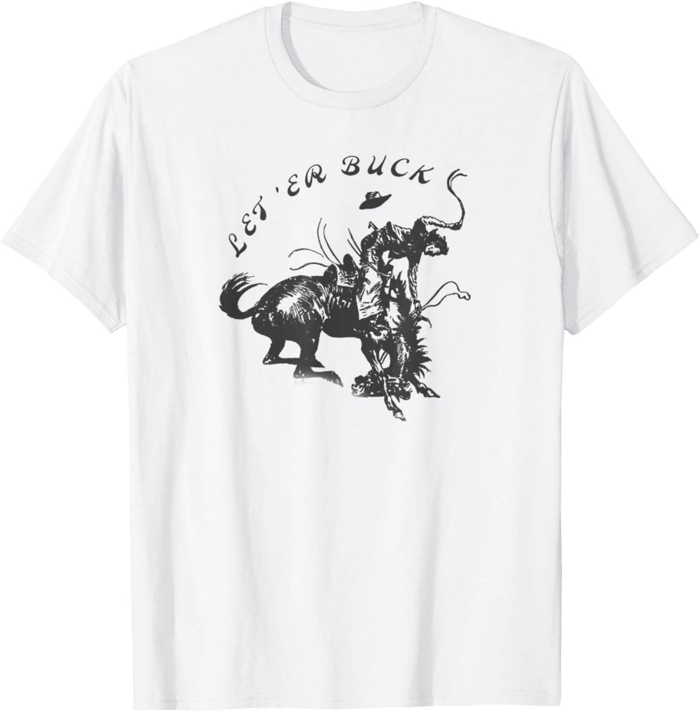 Bucking Bronco Western Cowboy T-Shirt - T-Shirt | White