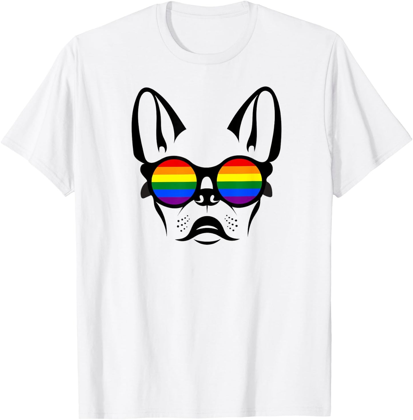 Gay French bulldog with rainbow pride sunglasses Men Women T-Shirt - T-Shirt | White