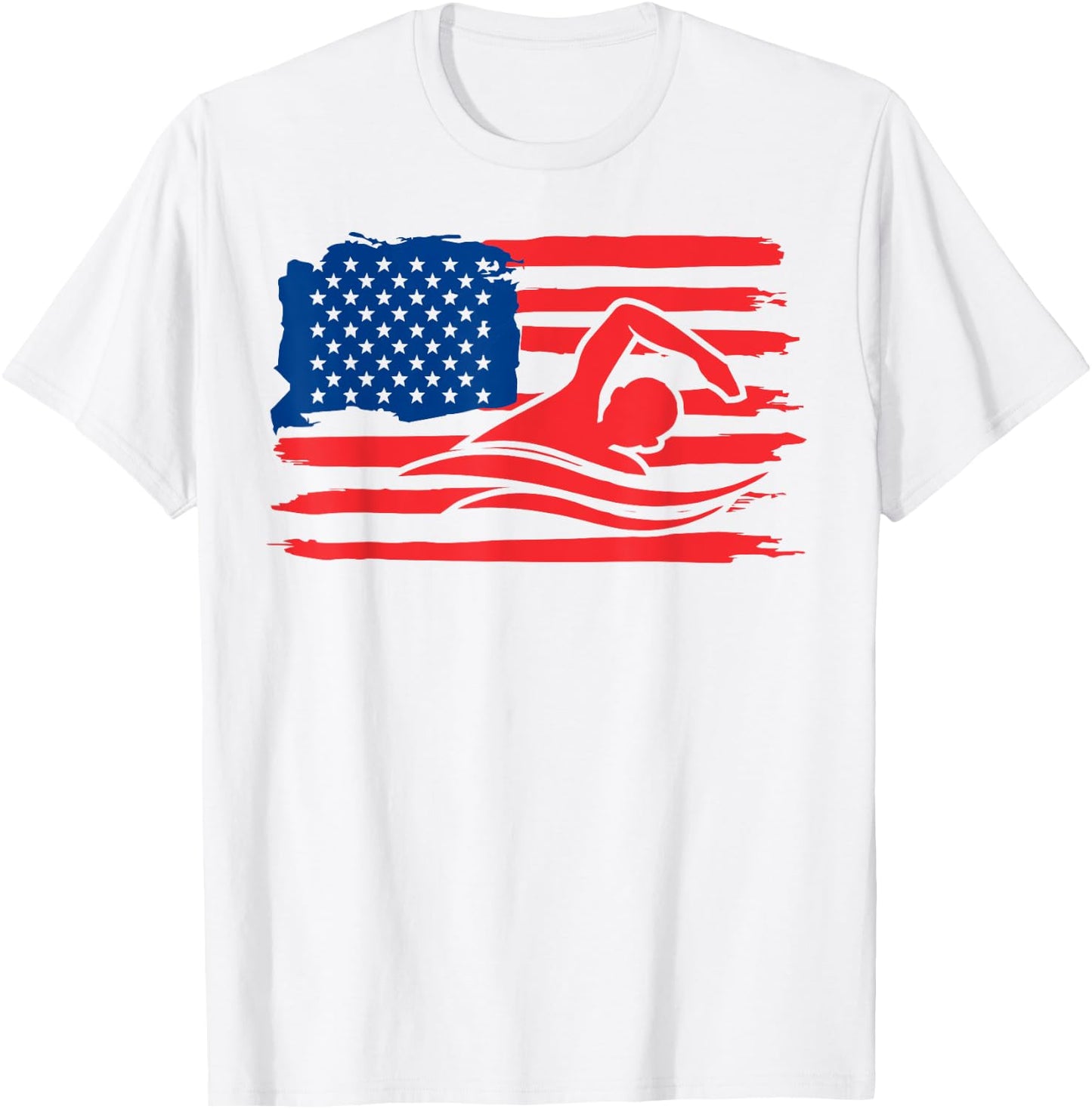 Vintage american flag swim team swimmer funny swimming gift Kids Men T-Shirt - T-Shirt | White