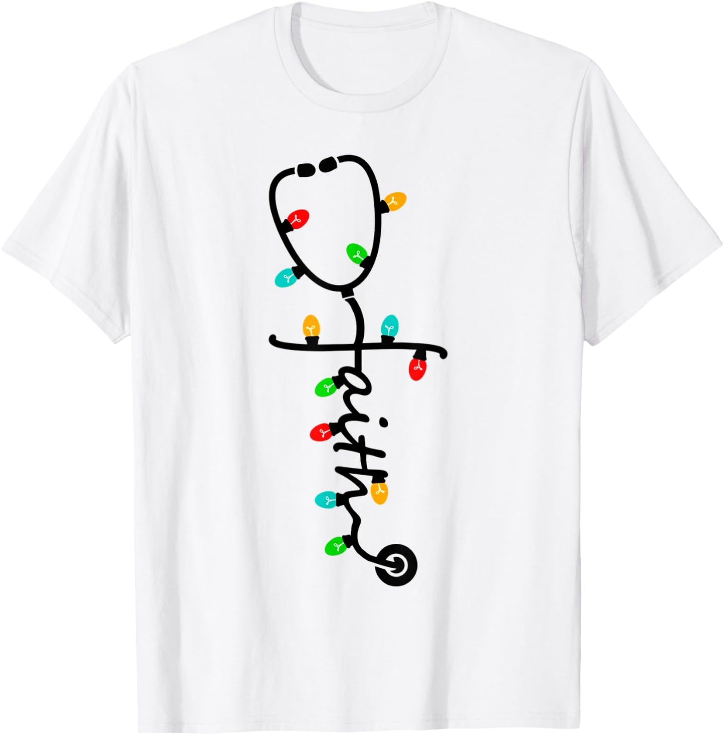 Nurse Gift Nursing Christ Christmas Xmas Lights T-Shirt - T-Shirt | White
