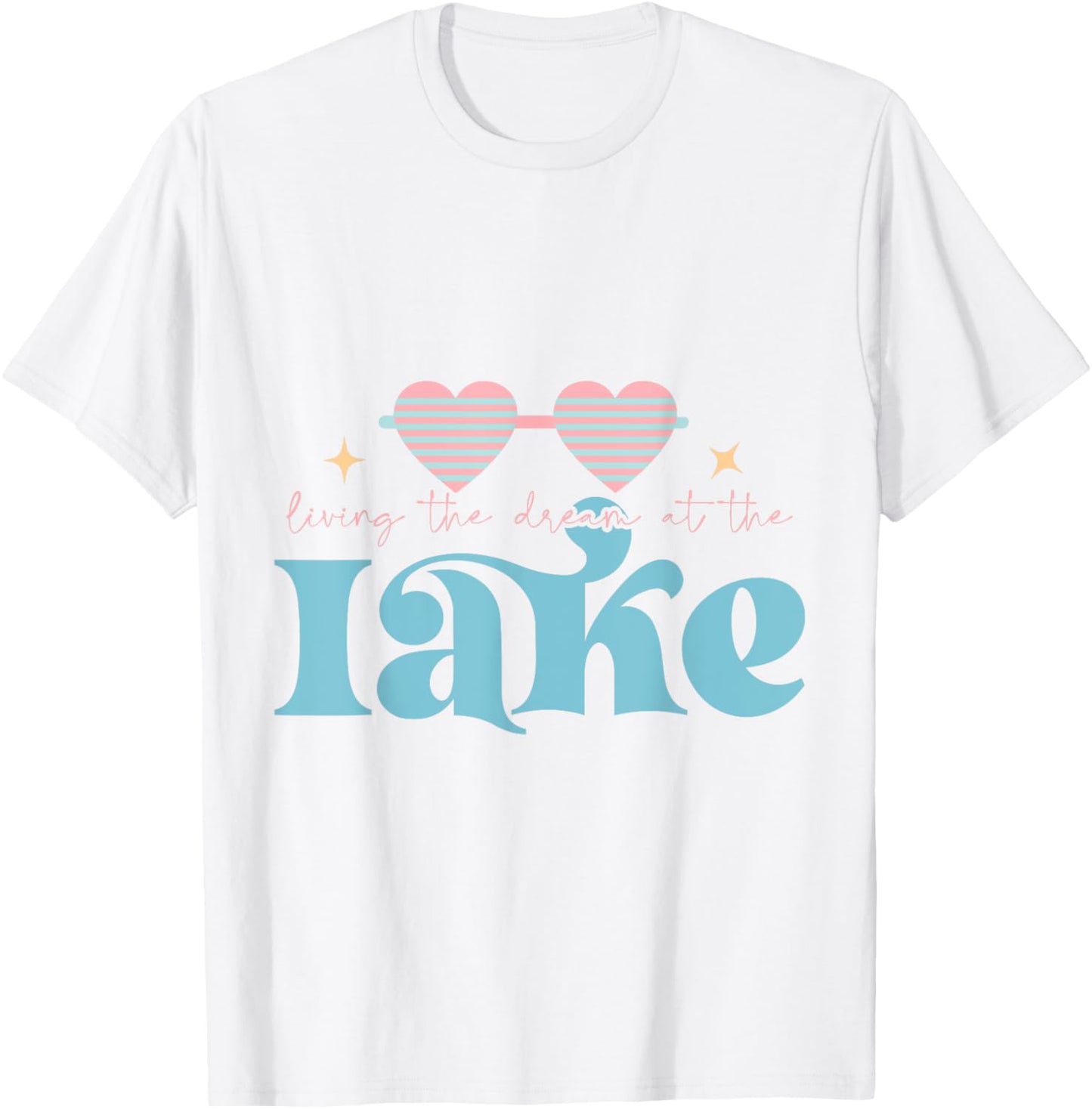 Living the Dream at the Lake Life Nature Summer Travel Men Women Kids T-Shirt - T-Shirt | White