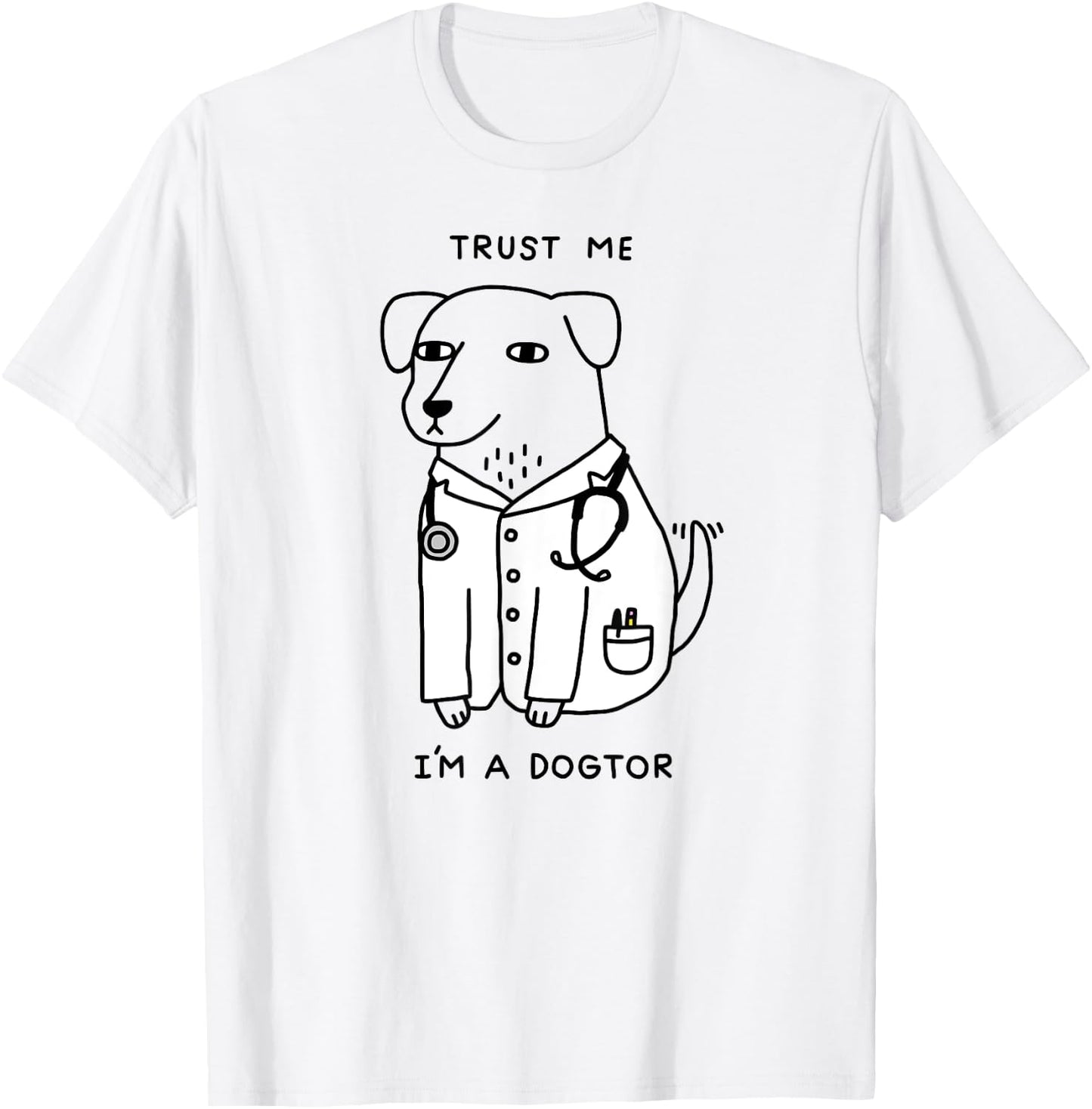 Obinsun -Adult Dog Lovers, Veterinarians Blue Cartoon Dog Doctor T-Shirt - T-Shirt | White