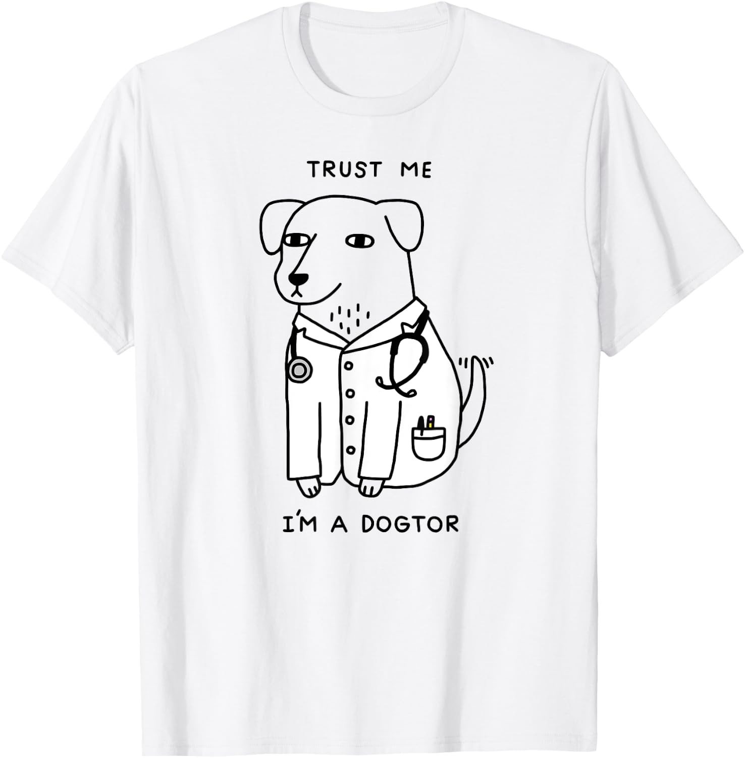 Obinsun -Adult Dog Lovers, Veterinarians Blue Cartoon Dog Doctor T-Shirt - T-Shirt | White