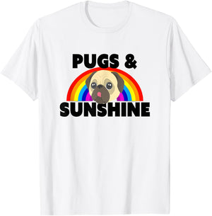 Funny Pugs And Sunshine Pug Lover Gift T-Shirt - T-Shirt | White