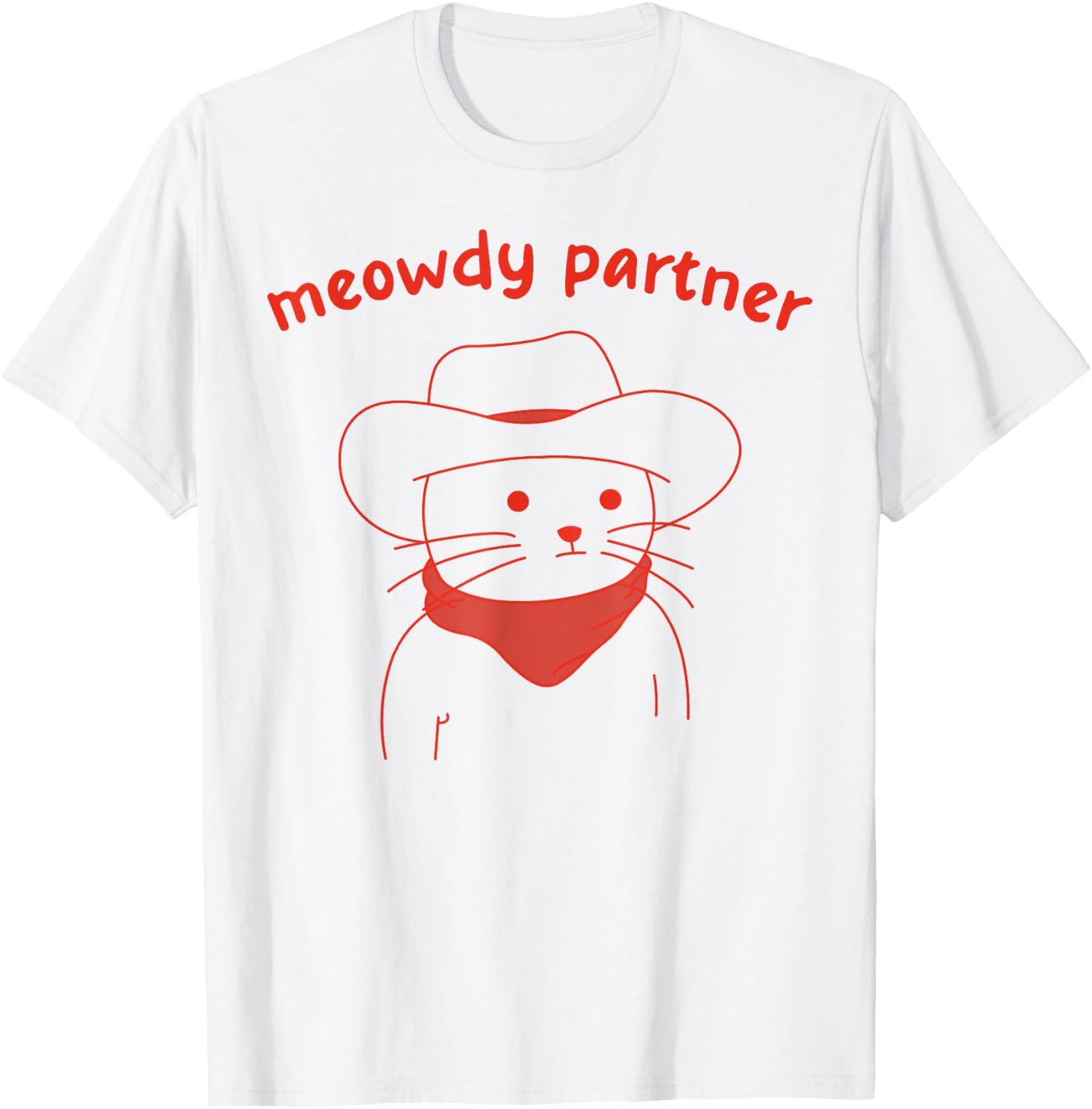 Meowdy Partner Cat Cowboy T-Shirt - T-Shirt | White