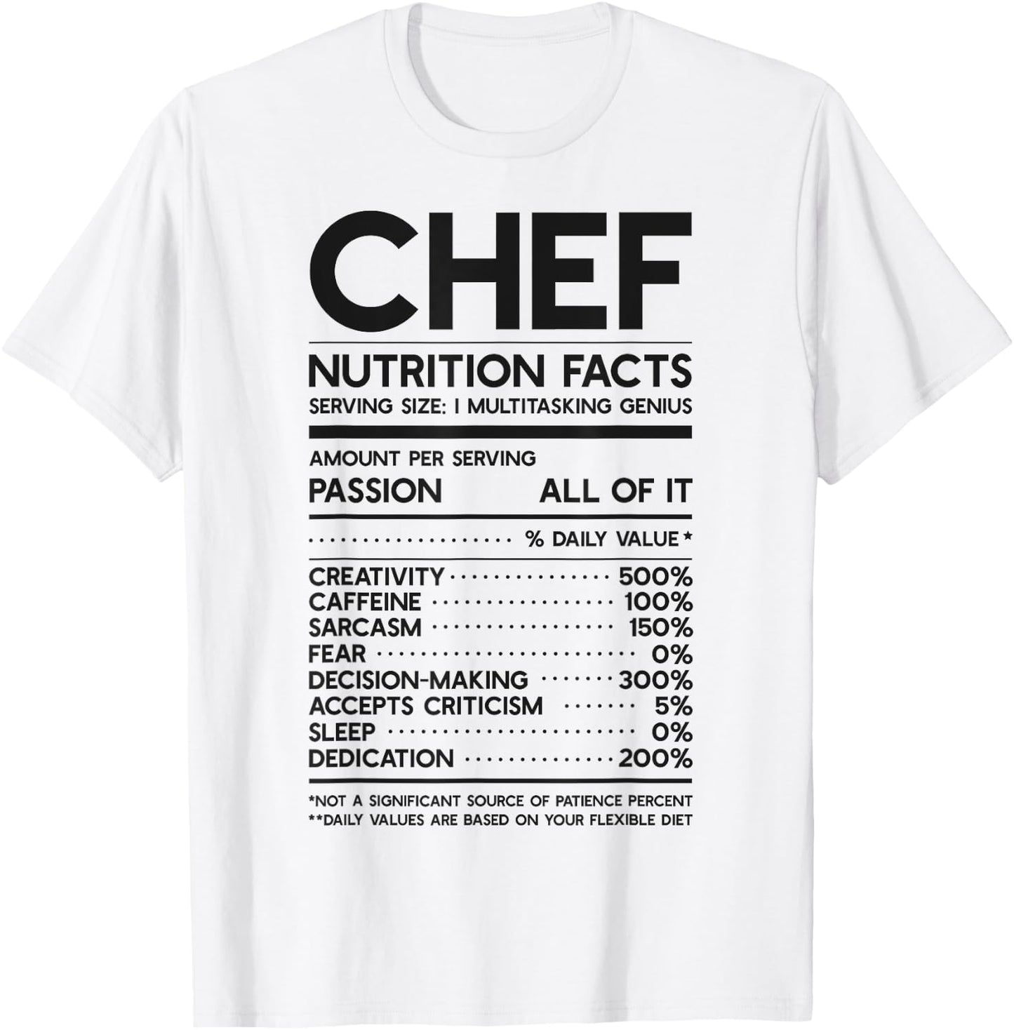 Chef Nutrition Facts Funny Cook Men Women Vintage Cooking T-Shirt - T-Shirt | White