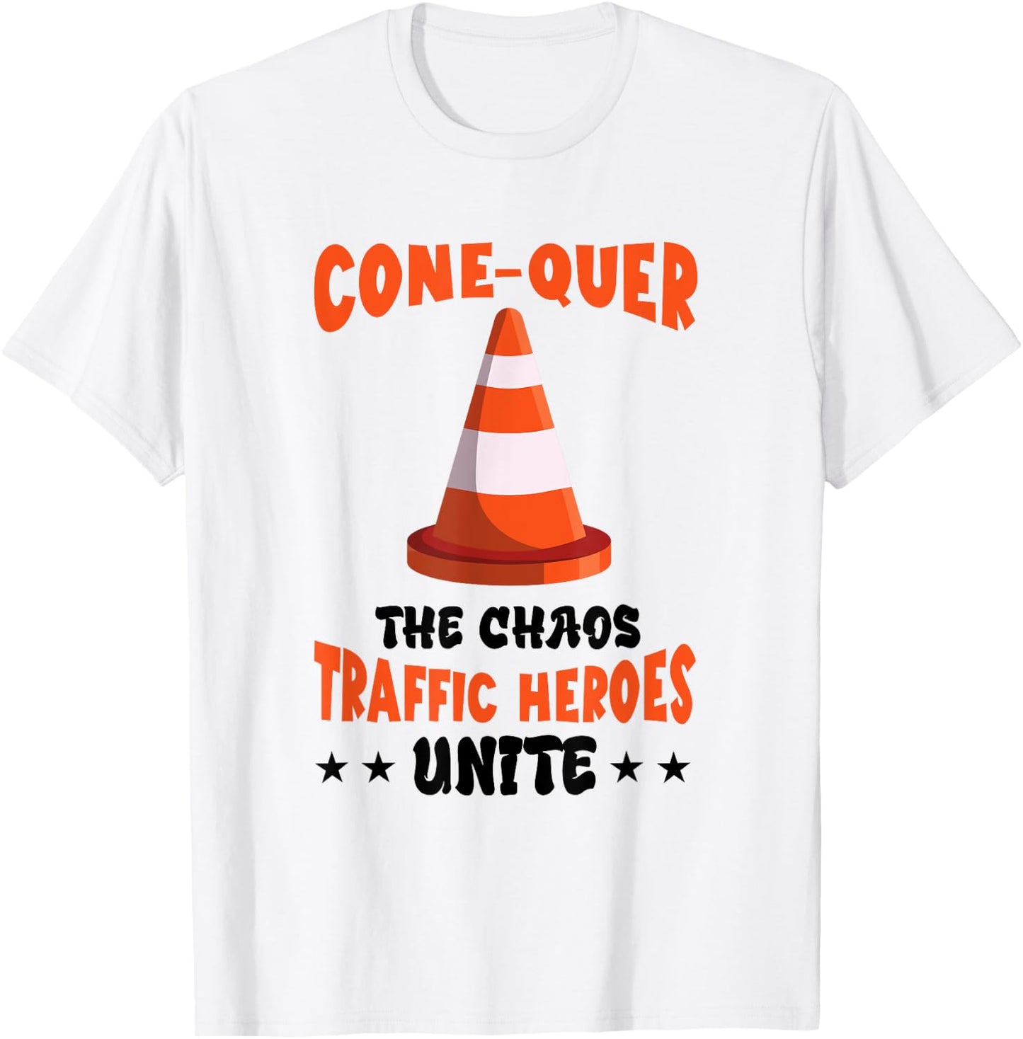 Conquer The Chaos Funny Halloween Costume Traffic Cone T-Shirt - T-Shirt | White