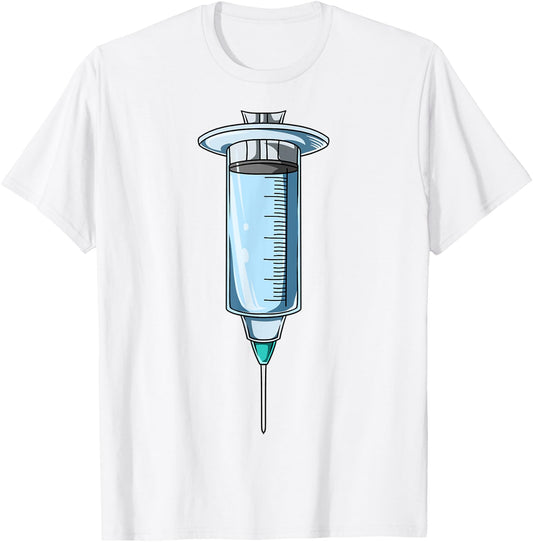 Easy Syringe Costume Syringe Body Headless Syringe Costume T-Shirt - T-Shirt | White