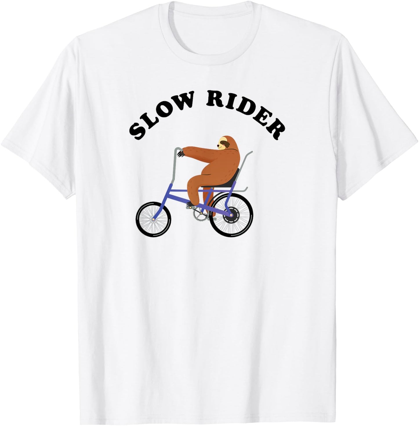 Slow Rider - Sloth Riding On Low RIder Vintage Bicycle T-Shirt - T-Shirt | White