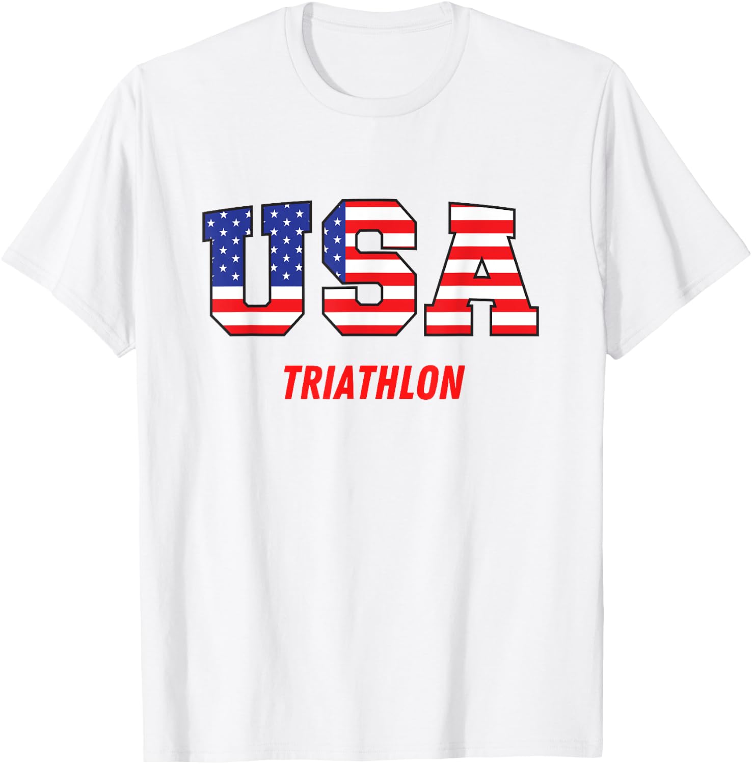 Triathlon USA Go Team Sport Patriotic American Flag T-Shirt - T-Shirt | White