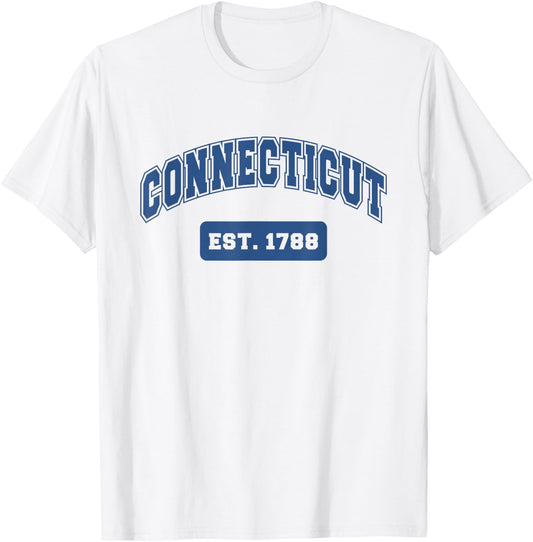 Connecticut 1788 Varsity Retro Style T-Shirt - T-Shirt | White