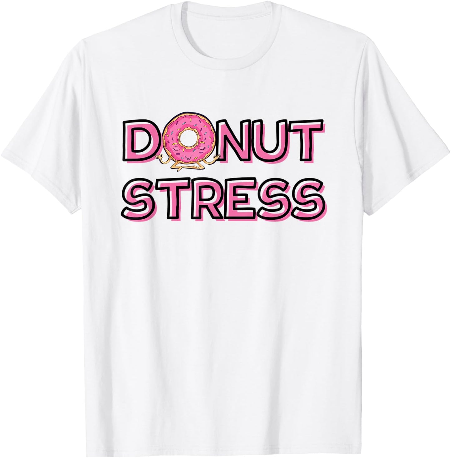 Donut Stress with pink yoga donut T-Shirt - T-Shirt | White
