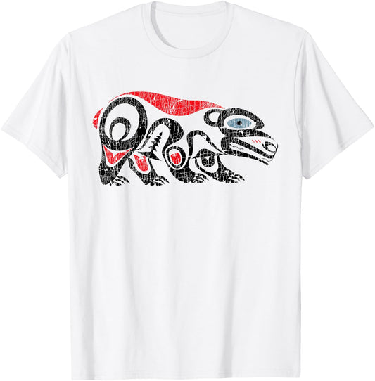 Alaska Native American Art Tlingit Tribal Bear vintage T-Shirt - T-Shirt | White