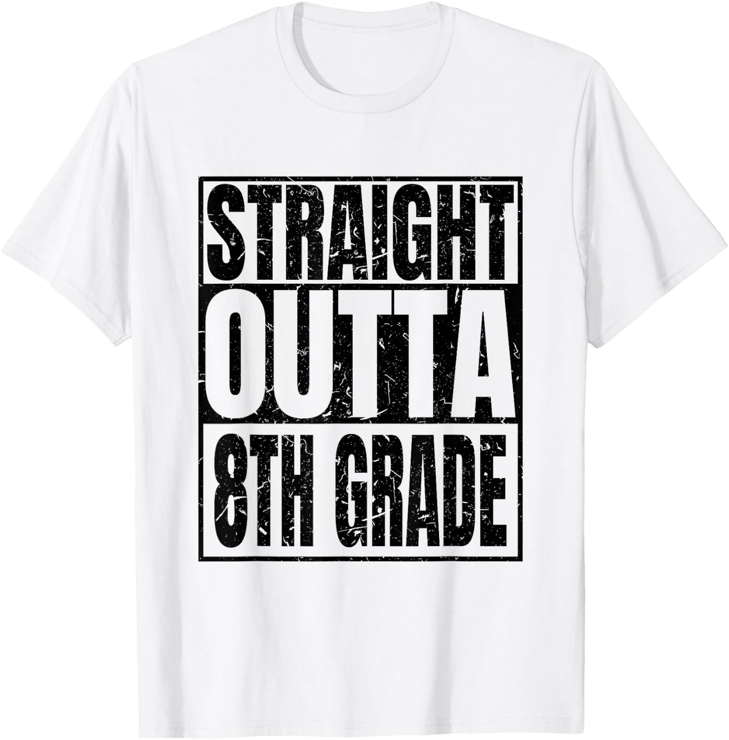 Straight Outta 8th Grade Graduation 2025 Degree Class Gifts T-Shirt - T-Shirt | White