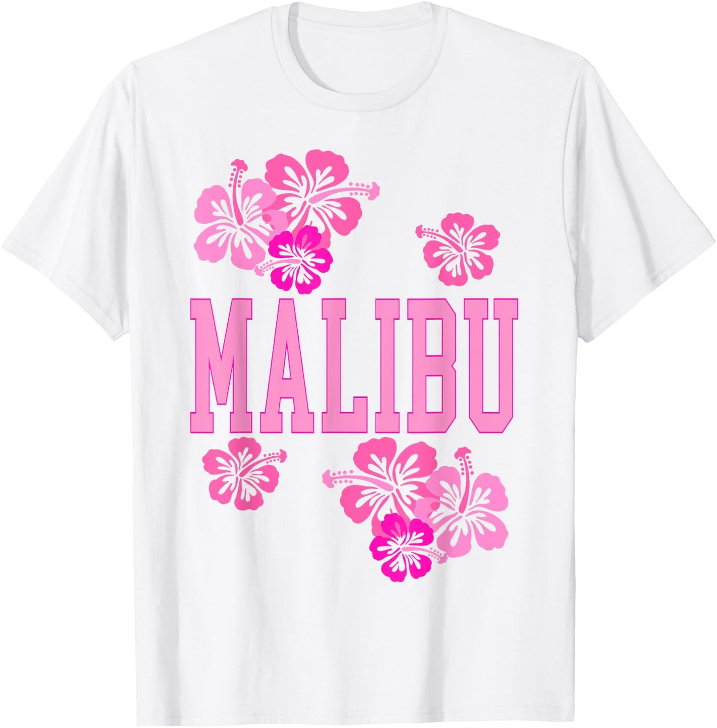 Preppy Varsity Pink Malibu California Teen Girls T-Shirt - T-Shirt | White