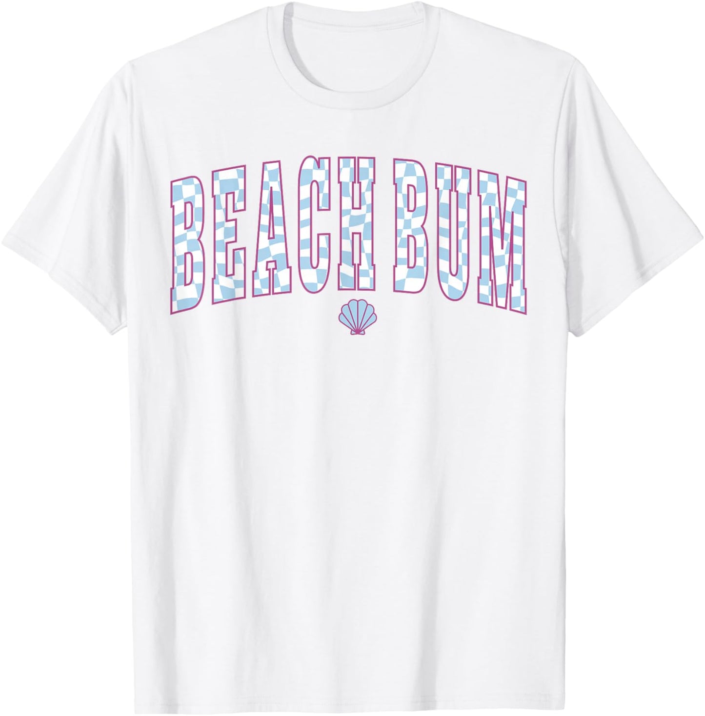 Beach Bum Ocean Checkerboard Coastal Summer Beachy Babe T-Shirt - T-Shirt | White