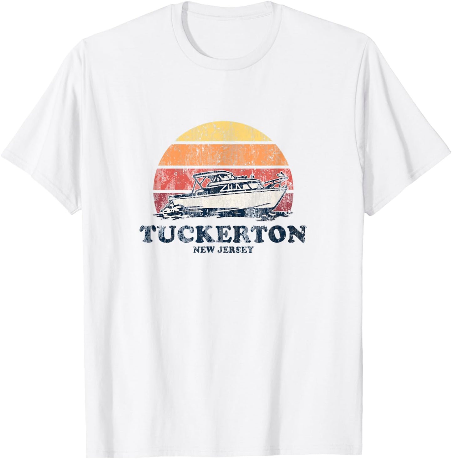 Tuckerton NJ Vintage Boating 70s Retro Boat Design T-Shirt - T-Shirt | White