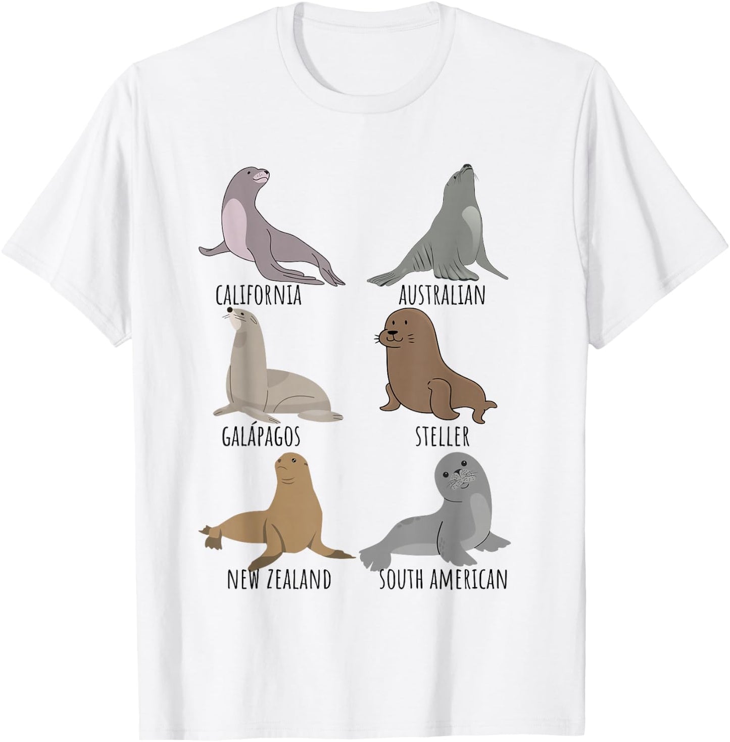 Seal Species Collection For Sea Lion Animal Lovers Biologist T-Shirt - T-Shirt | White