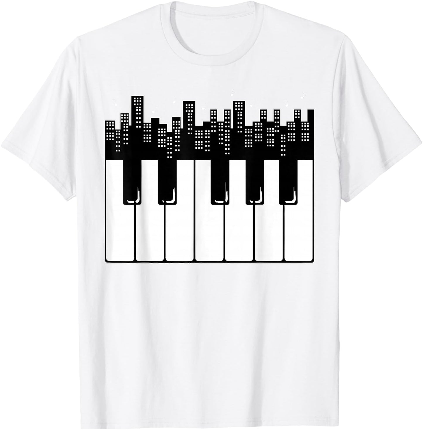 Piano Keyboard Skyline Pianist Music Friend T-Shirt - T-Shirt | White