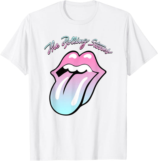 Official Rolling Stones Gradient Tongue Yellow T-Shirt - T-Shirt | White