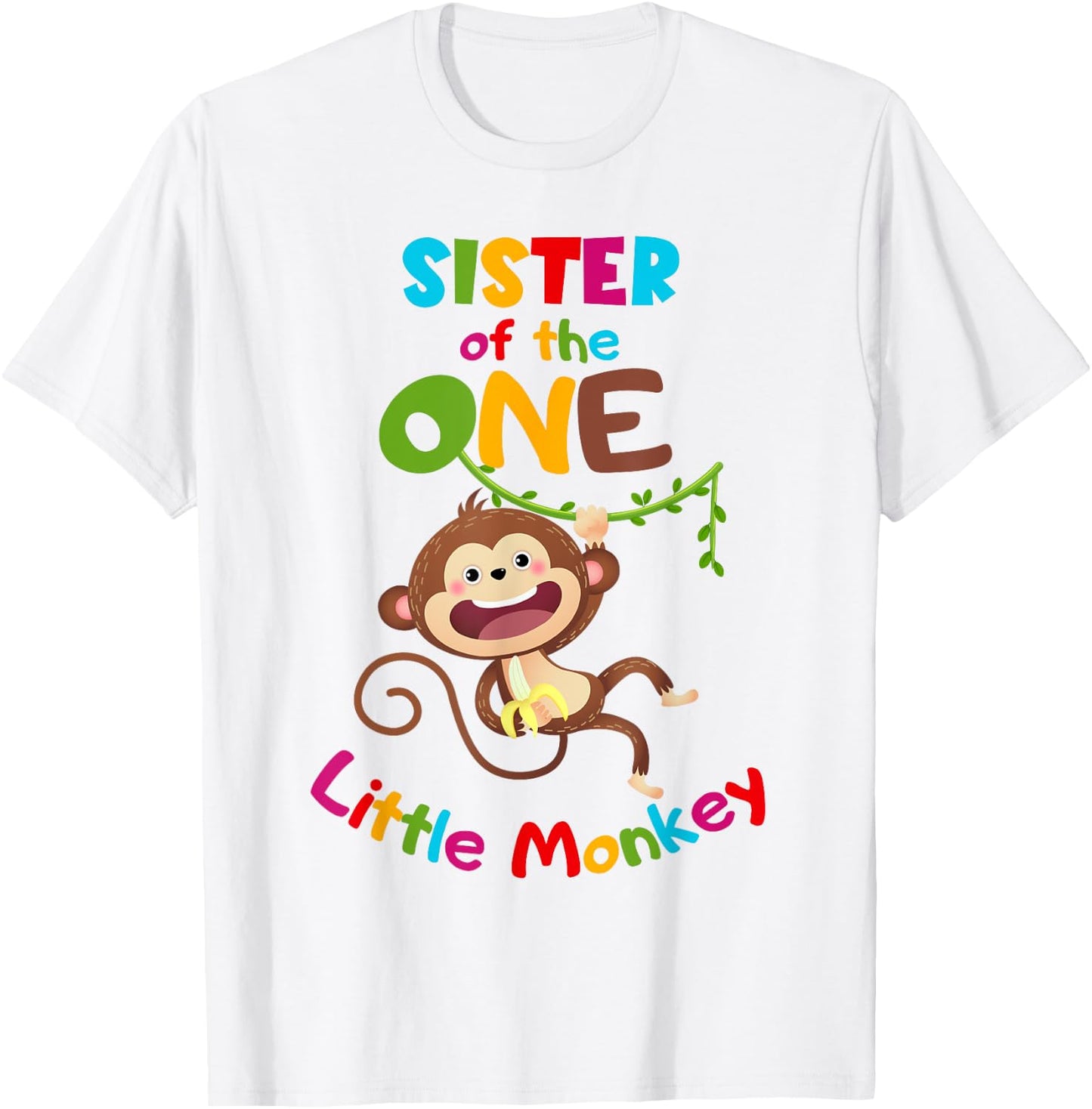 Sister ONE Little Monkey Jungle Theme 1st Birthday T-Shirt - T-Shirt | White