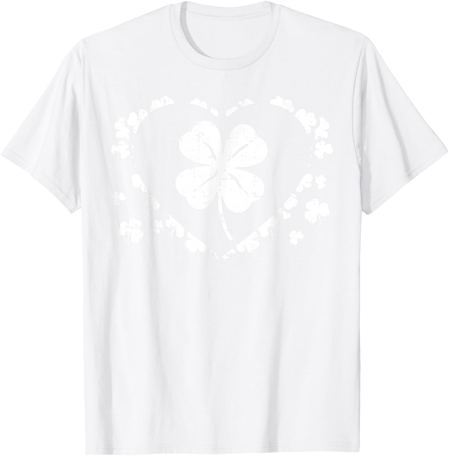 Shamrock Heart Four Leaf Clover Lucky St Patricks Day Gift T-Shirt - T-Shirt | White