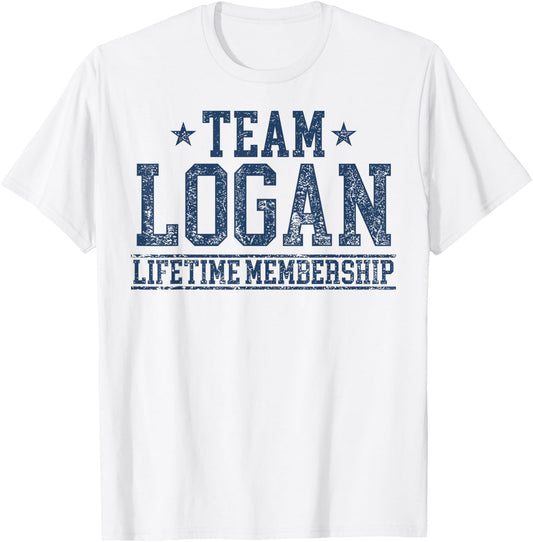 Team Logan Lifetime Member Personalized Surname Last Name T-Shirt - T-Shirt | White
