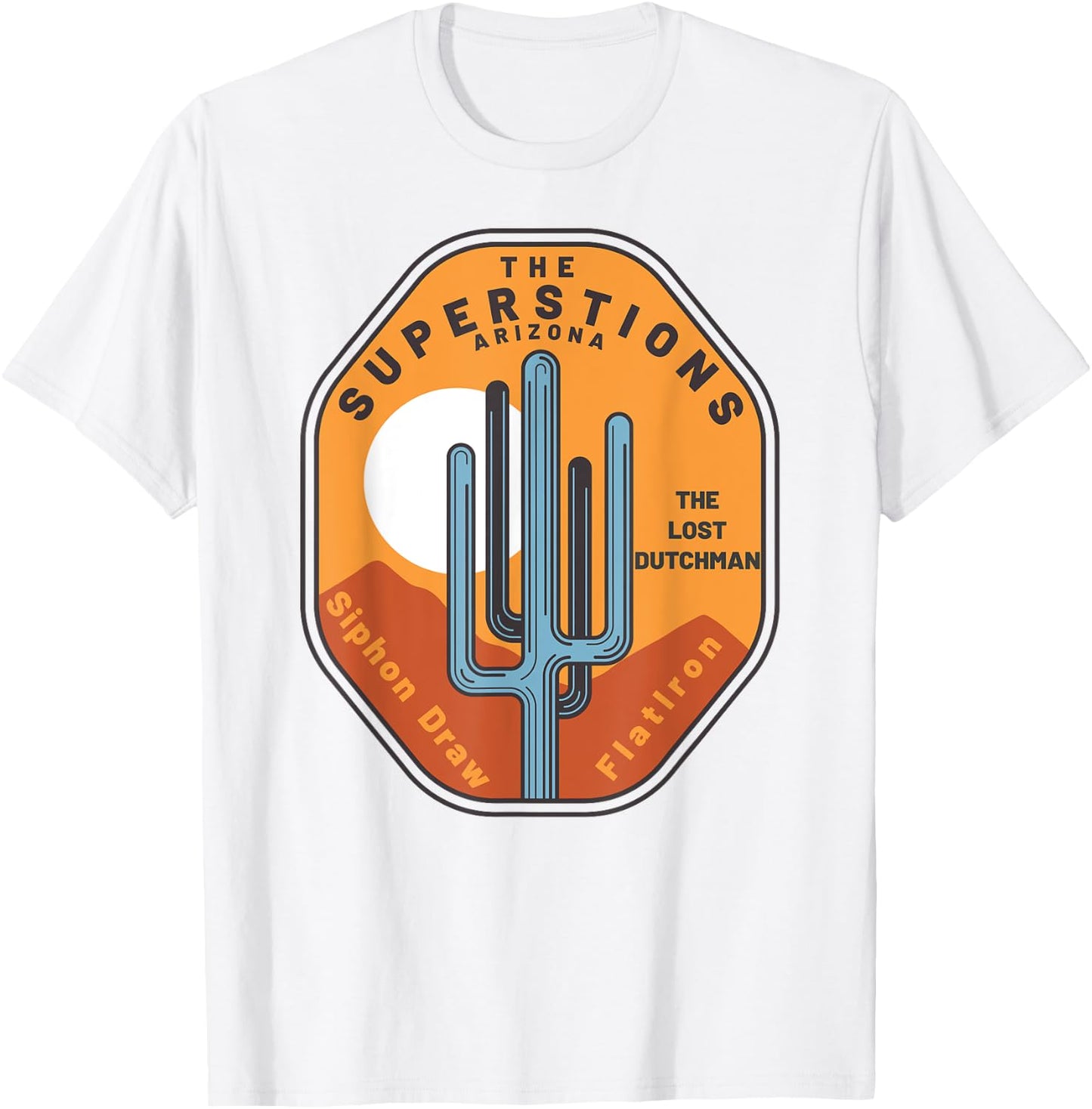 Arizona Retro Vintage Saguaro SUPERSTITIONS MOUNTAINS T-Shirt - T-Shirt | White