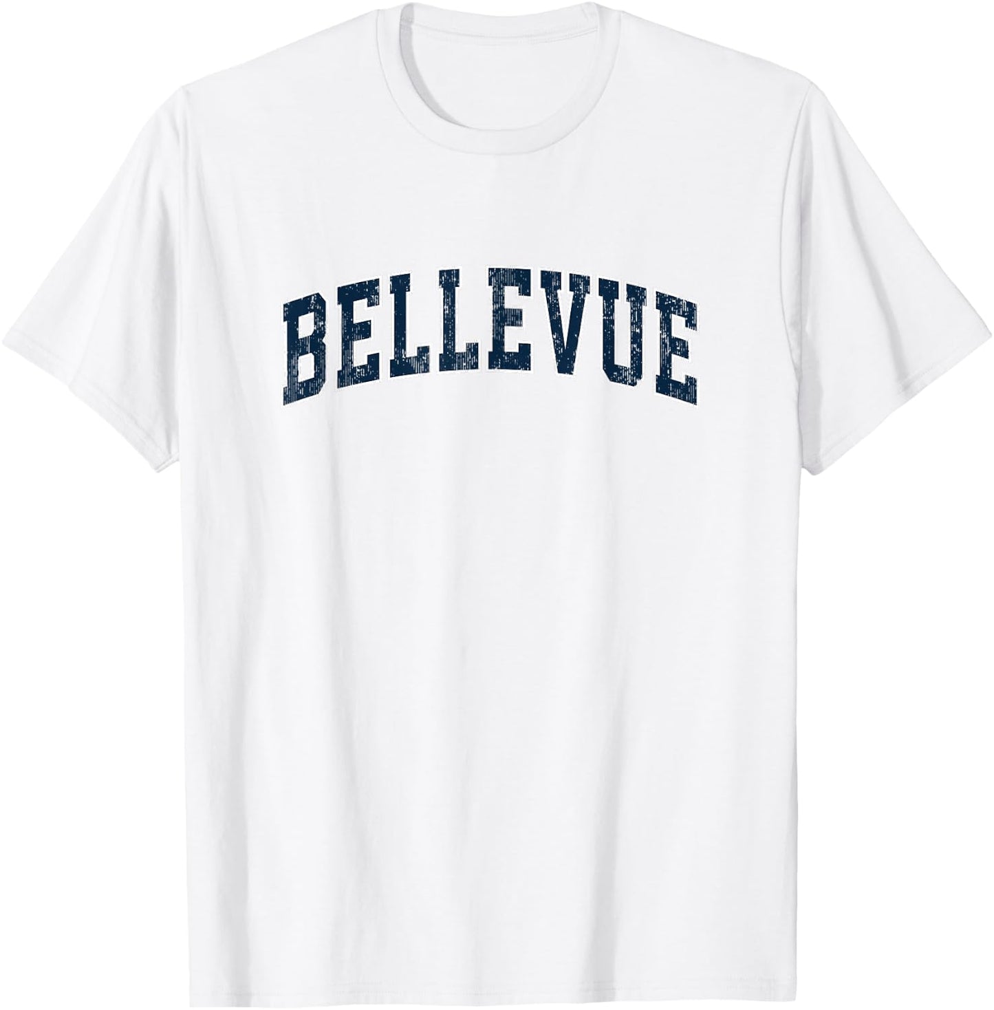 Bellevue Wisconsin WI Vintage Sports Design Navy Design T-Shirt - T-Shirt | White